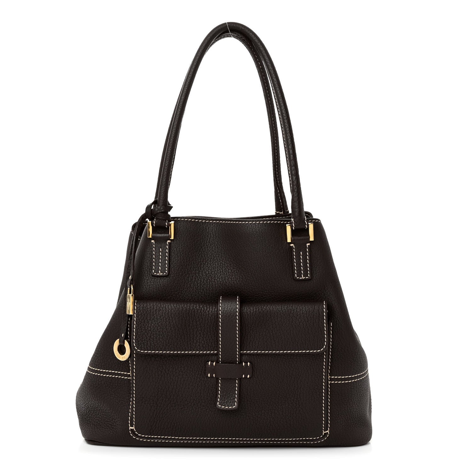 Loro Piana Grained Calfskin Globe Shoulder Bag Dark Chocolate Licorice 1 of 10