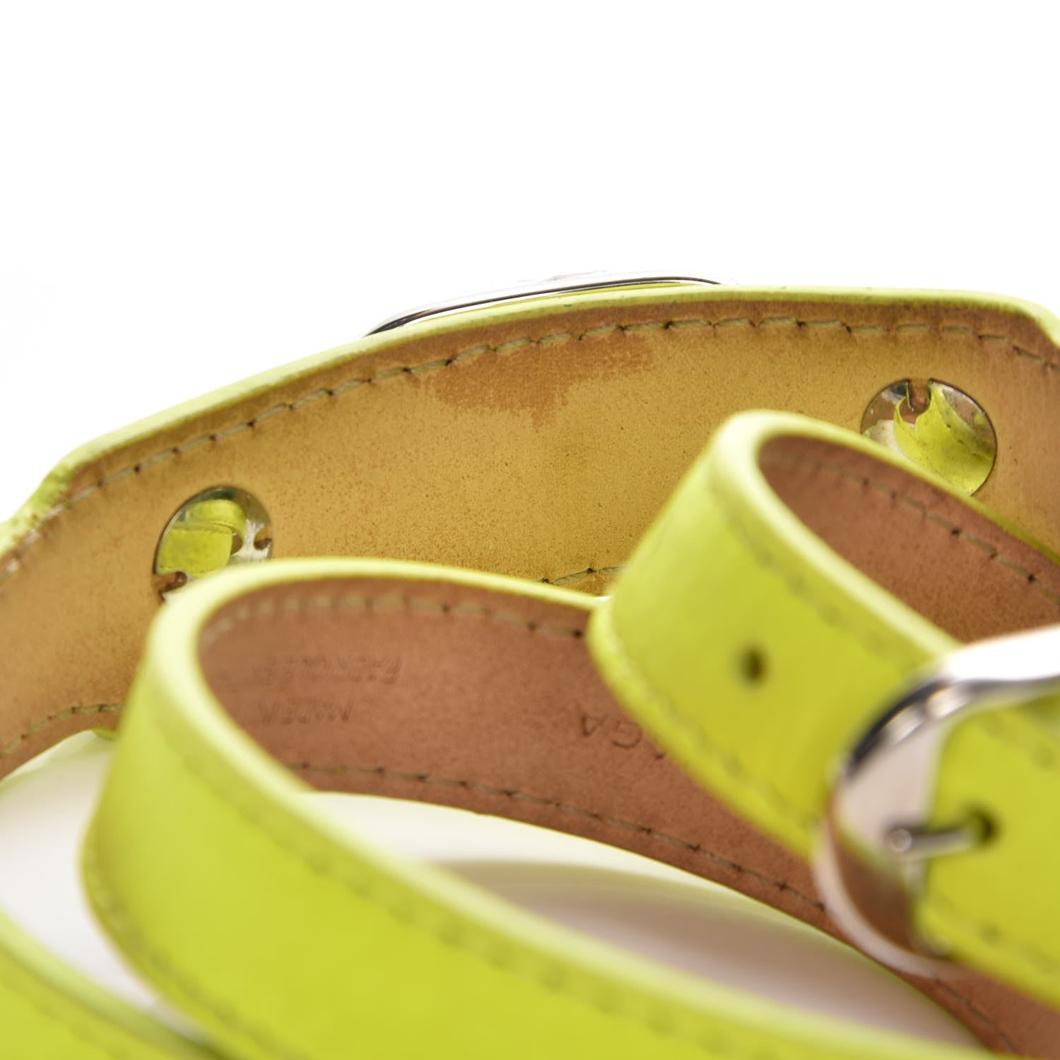 Balenciaga Agneau Arena Classic Hardware Triple Tour M Bracelet Jaune Fluo 4 of 6