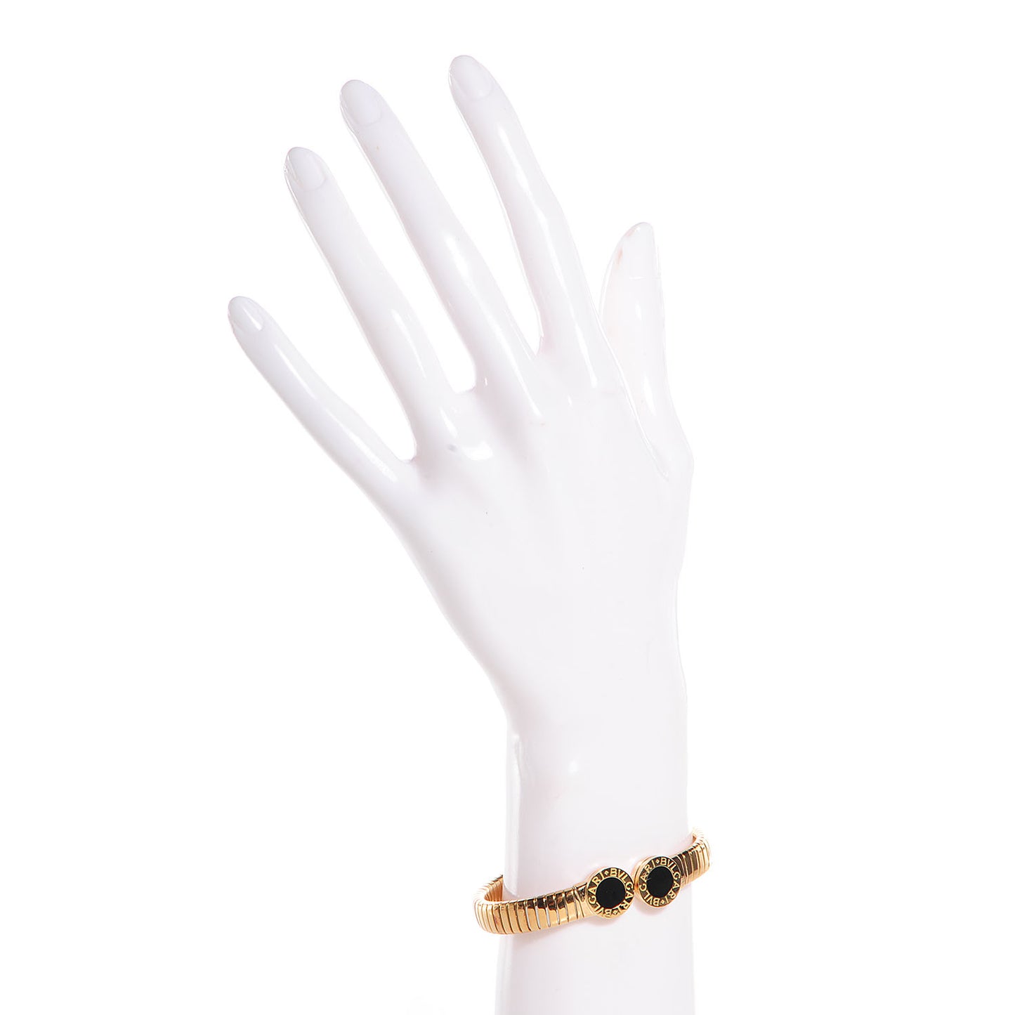 BVLGARI 18K Yellow Gold Black Onyx Tubogas Bracelet