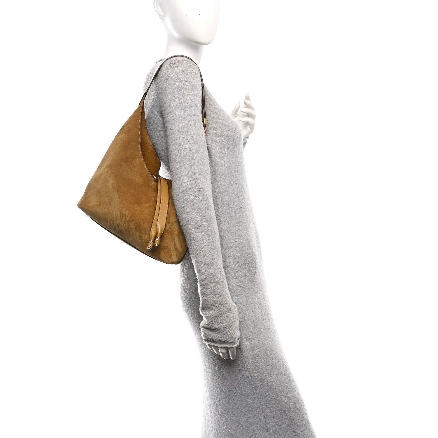 Chloe Suede Calfskin Small Marcie Hobo Bag Gold Khaki 2 of 10
