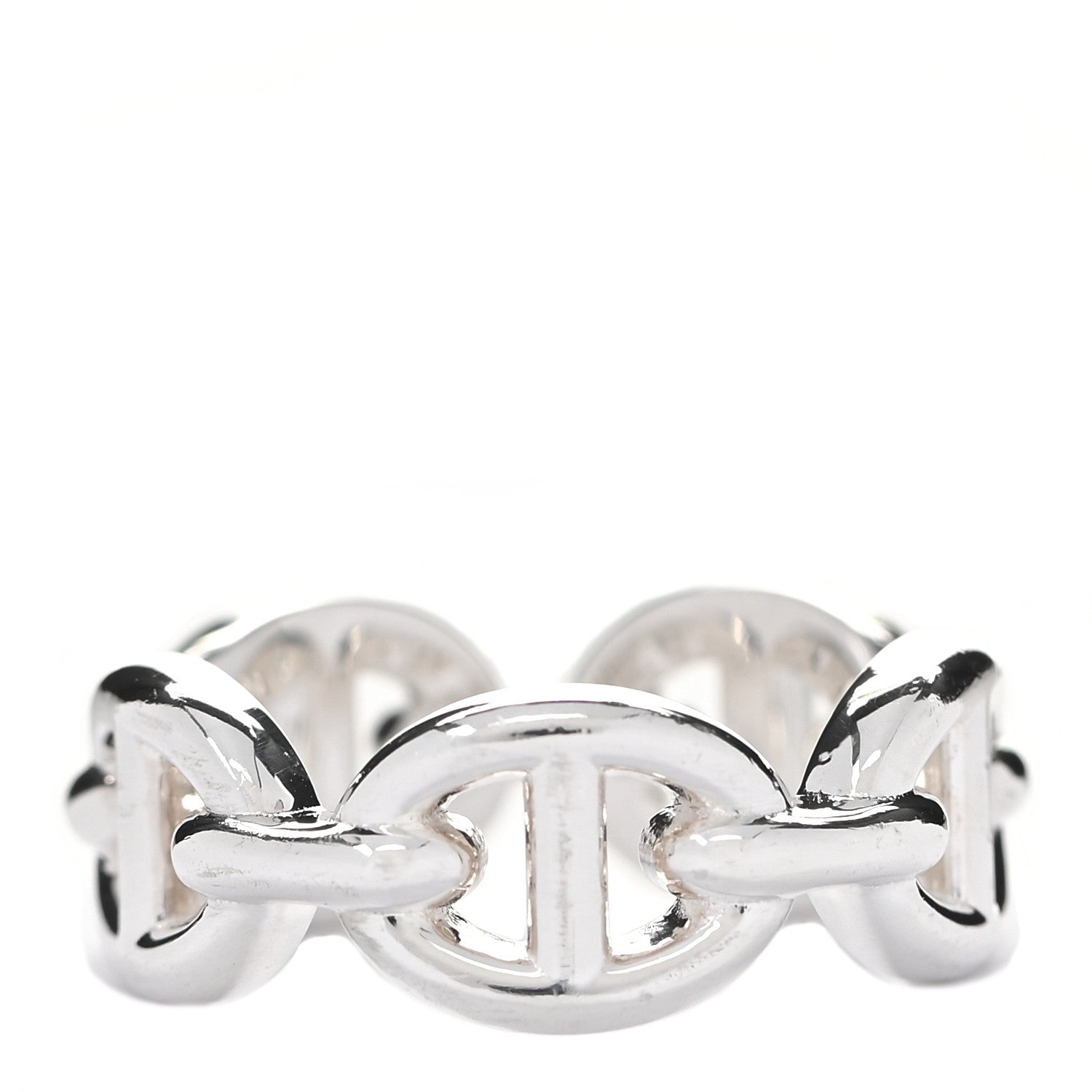 Hermes Sterling Silver PM Chaine d'Ancre Enchainee Band Ring 46 3.75 3 of 7