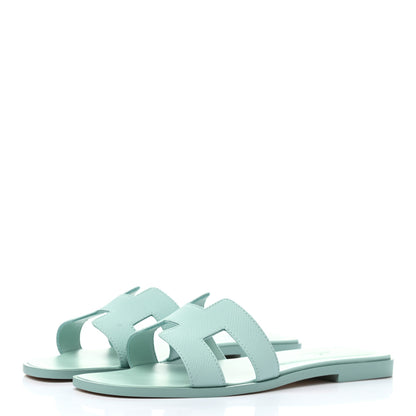 Hermes Epsom Oran Sandals 38.5 Vert Embrun 3 of 8