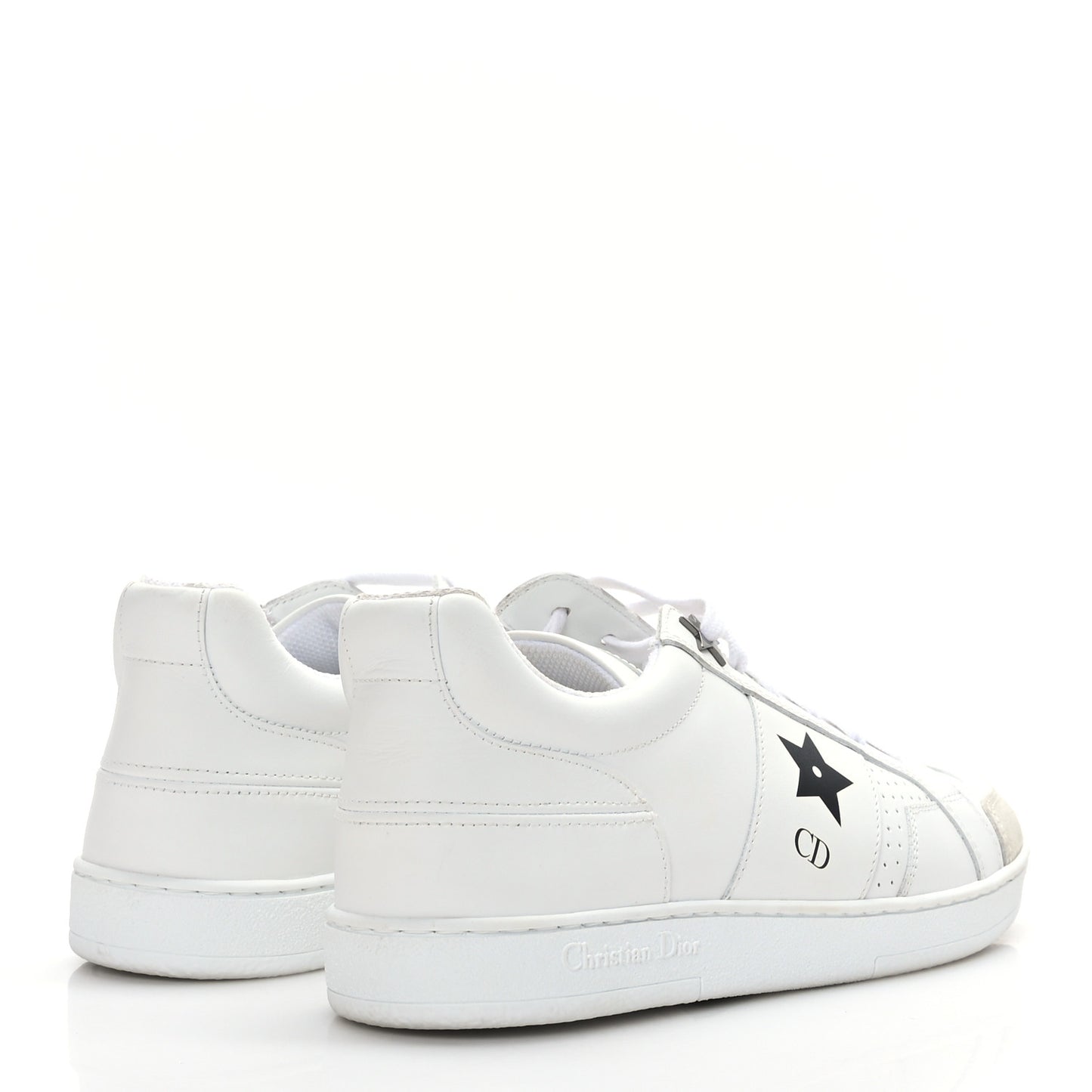 Calfskin Suede Dior Star Low Top Sneakers 35 White