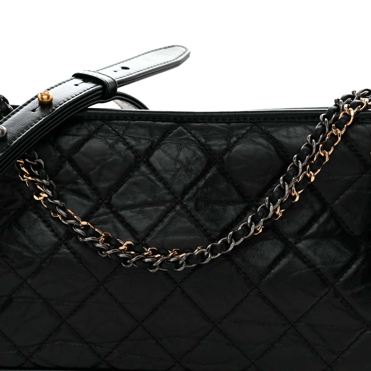Aged Calfskin Quilted Medium Gabrielle Hobo Black