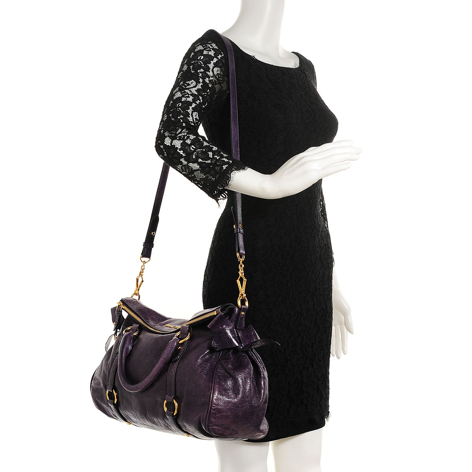 Miu Miu Vitello Lux Medium Bow Bag Viola 18 of 24