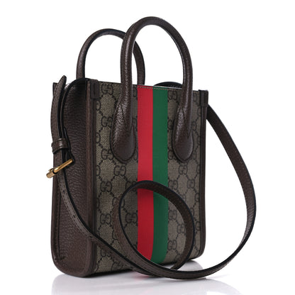 Gucci GG Supreme Monogram Textured Dollar Calfskin Web Gucci Tiger Mini Retro Interlocking G Tote Bag Beige Ebony Live Red New Shamarock New Acero 3 of 9