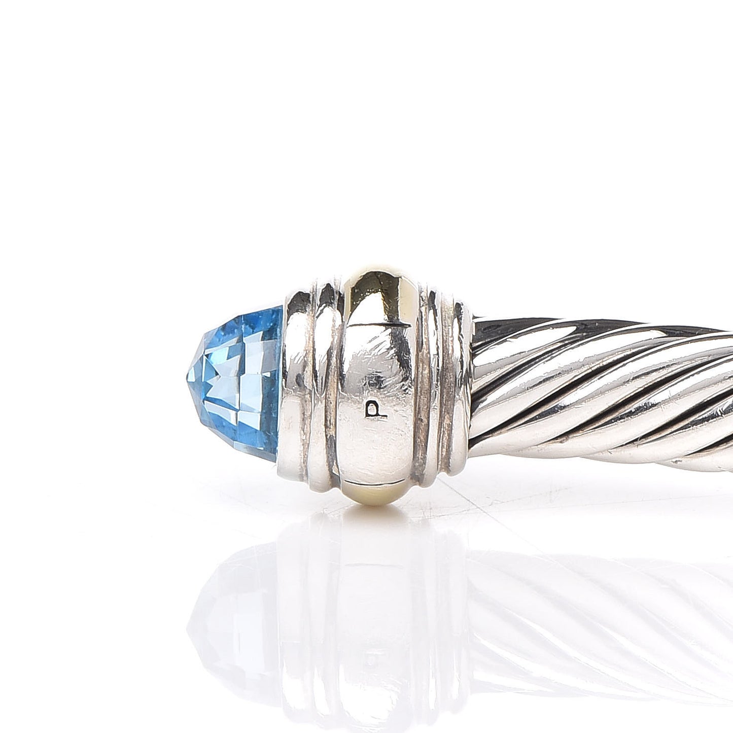 Sterling Silver 14K Yellow Gold Blue Topaz 5mm Cable Classics Bracelet