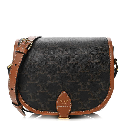 Celine Triomphe Canvas Medium Folco Bag Tan 1 of 13