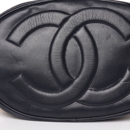 Chanel Lambskin Canvas Quilted CC Drawstring Shoulder Bag Beige Navy 11 of 15