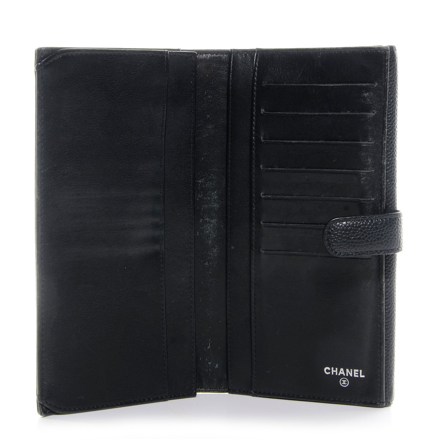 Caviar Leather CC Flap Wallet Black