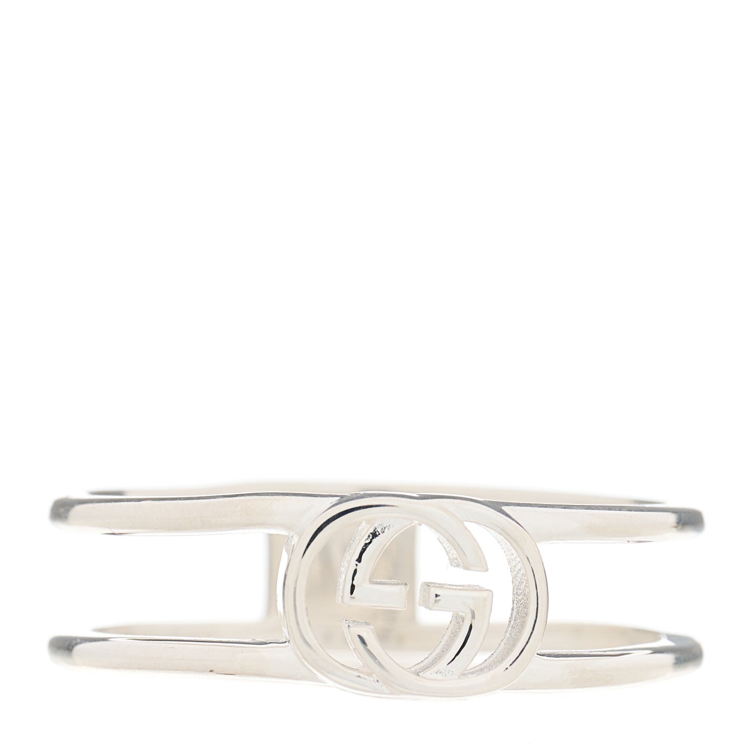 Gucci Sterling Silver 6mm Interlocking G Open Band Ring 58 8.25 1 of 4