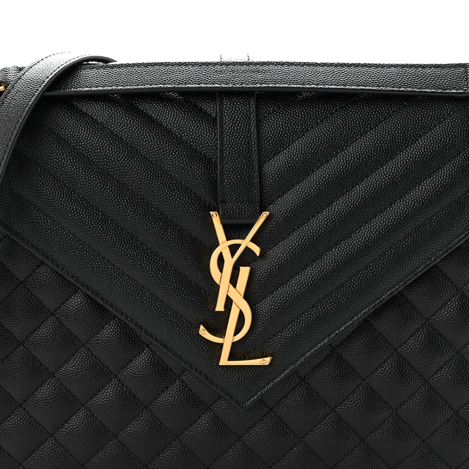 Saint Laurent Grain De Poudre Textured Mixed Matelasse Large Triquilt Monogram Satchel Black 8 of 10
