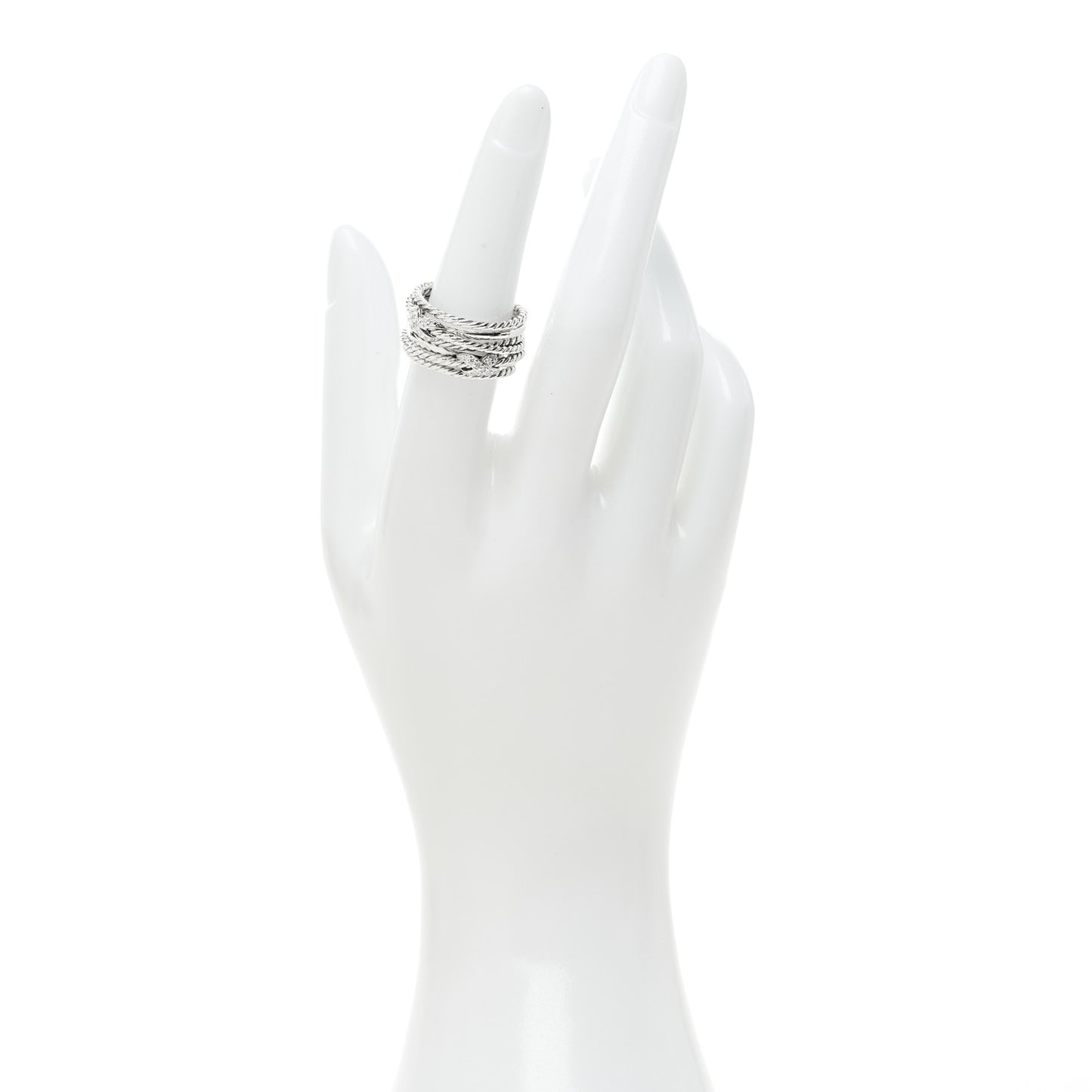 Sterling Silver Diamond Double X Crossover Ring 53 6.5