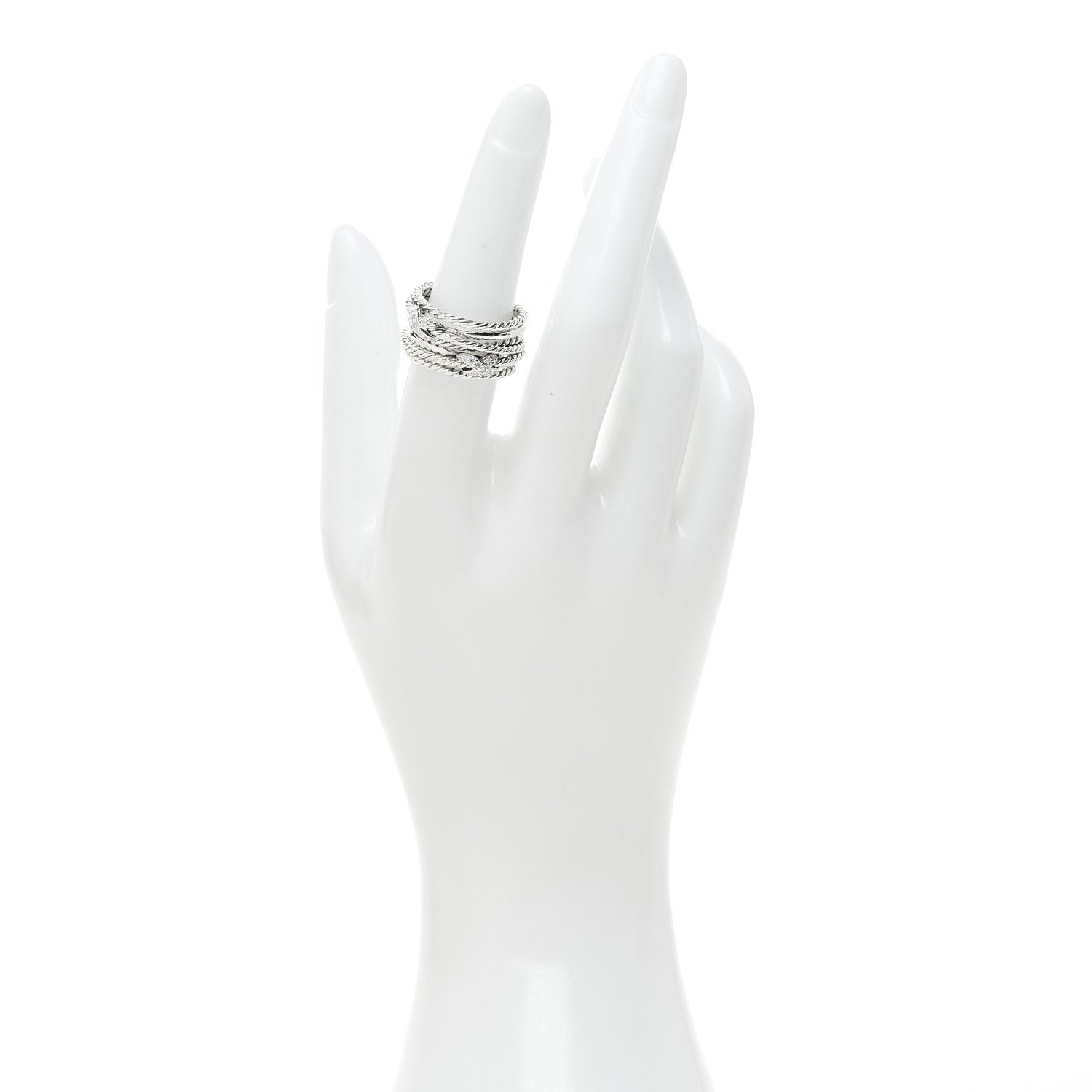 David Yurman Sterling Silver Diamond Double X Crossover Ring 53 6.5 2 of 4