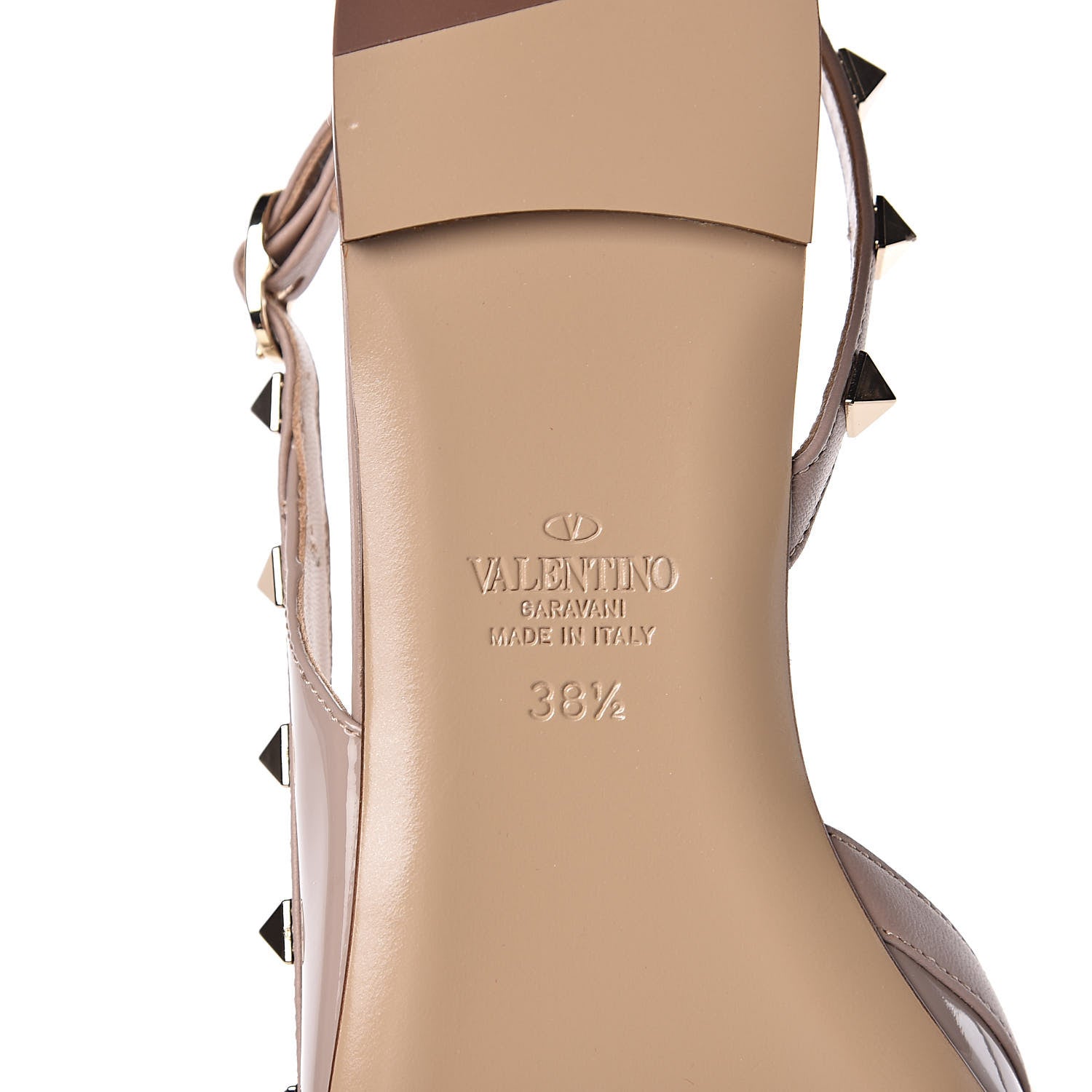 Valentino Garavani Patent Rockstud Slingback Flats 38.5 Poudre 6 of 9