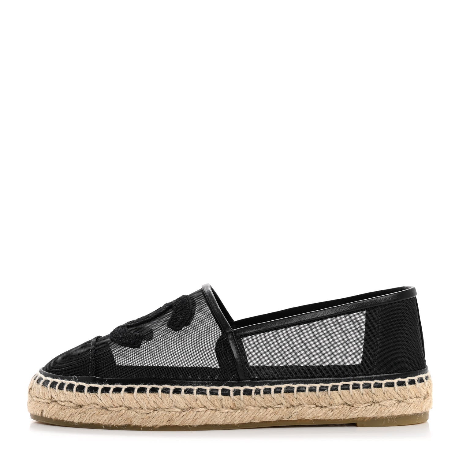 Chanel Mesh Grosgrain CC Espadrilles 37 Black 1 of 10