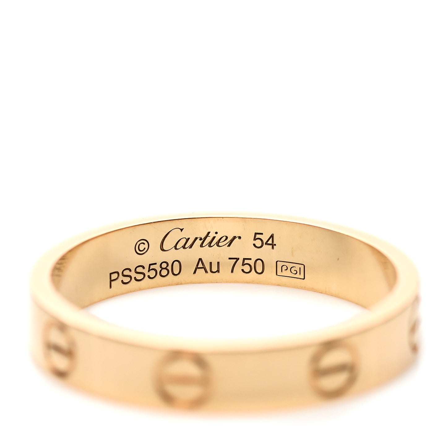 18K Yellow Gold 3.5mm LOVE Wedding Band Ring 54 6.75