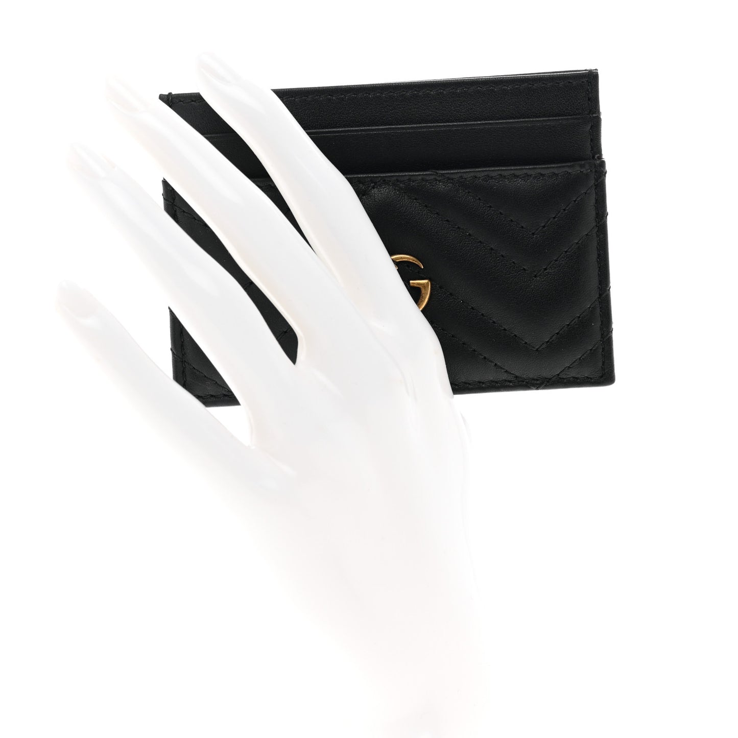 Calfskin Matelasse GG Marmont Card Holder Black