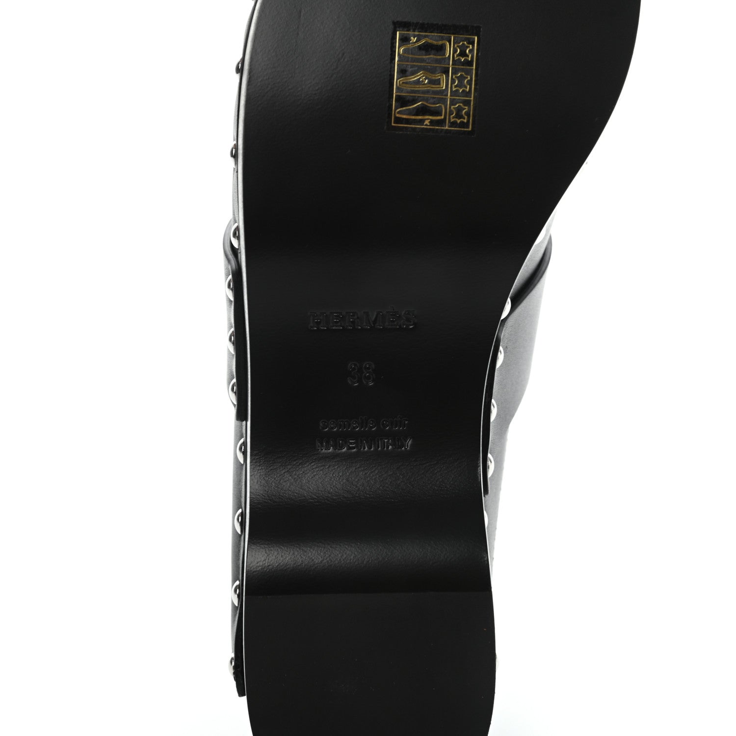 Hermes Calfskin Calya Mules 38 Black 6 of 6