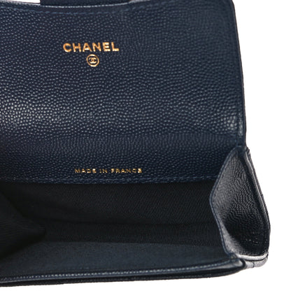 Chanel Caviar Quilted Flap Card Holder Wallet Navy Blue 7 of 12