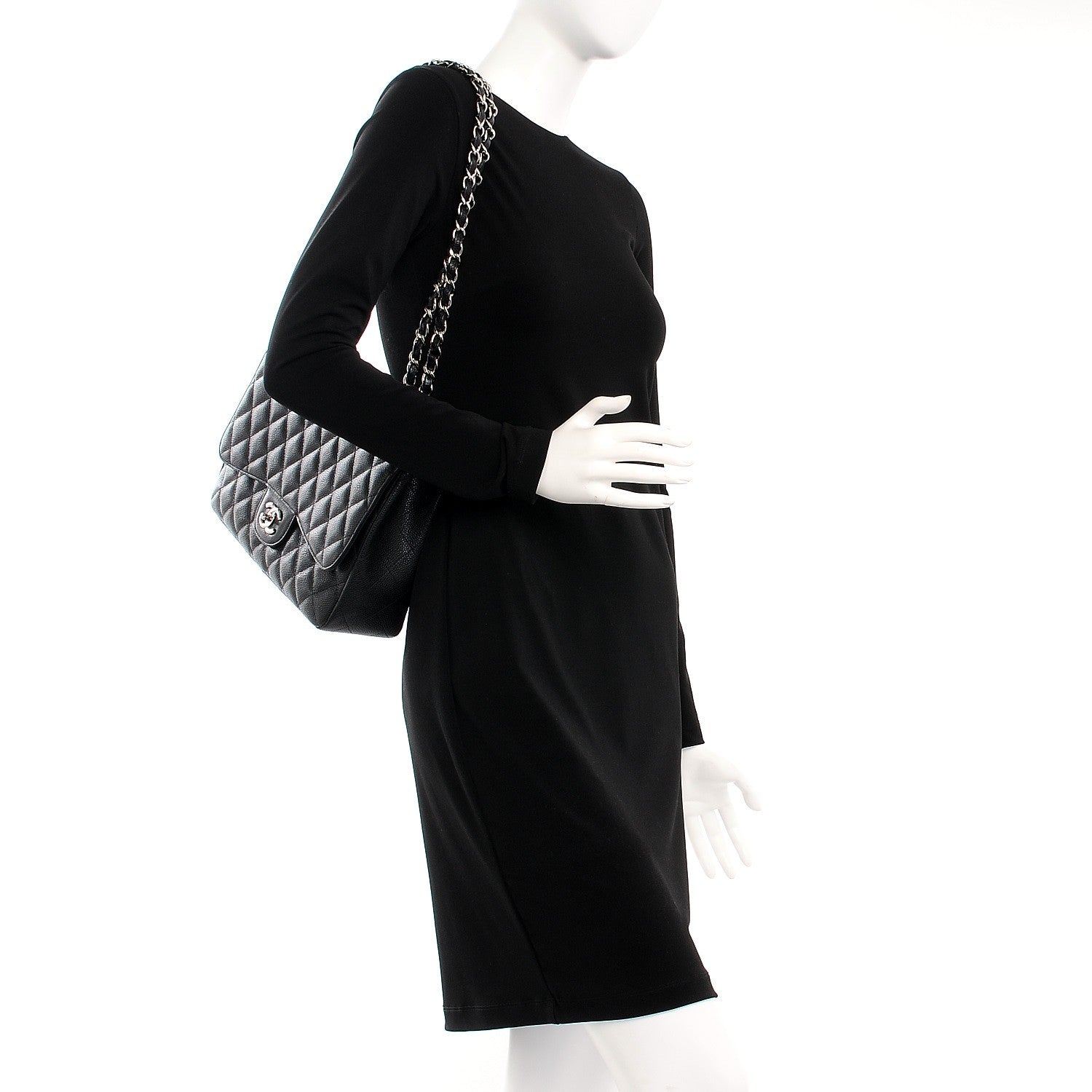 Chanel Caviar Quilted Jumbo Single Flap Black 2 of 12