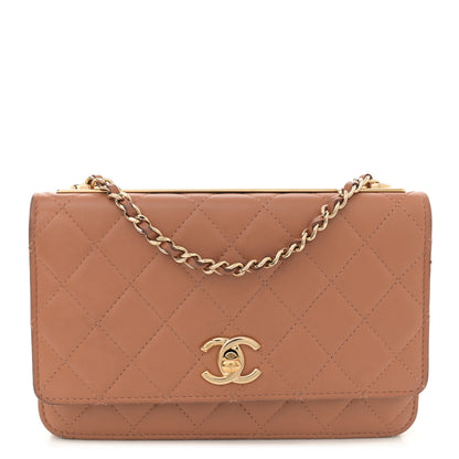 Chanel Lambskin Quilted Trendy CC Wallet On Chain WOC Camel 1 of 15