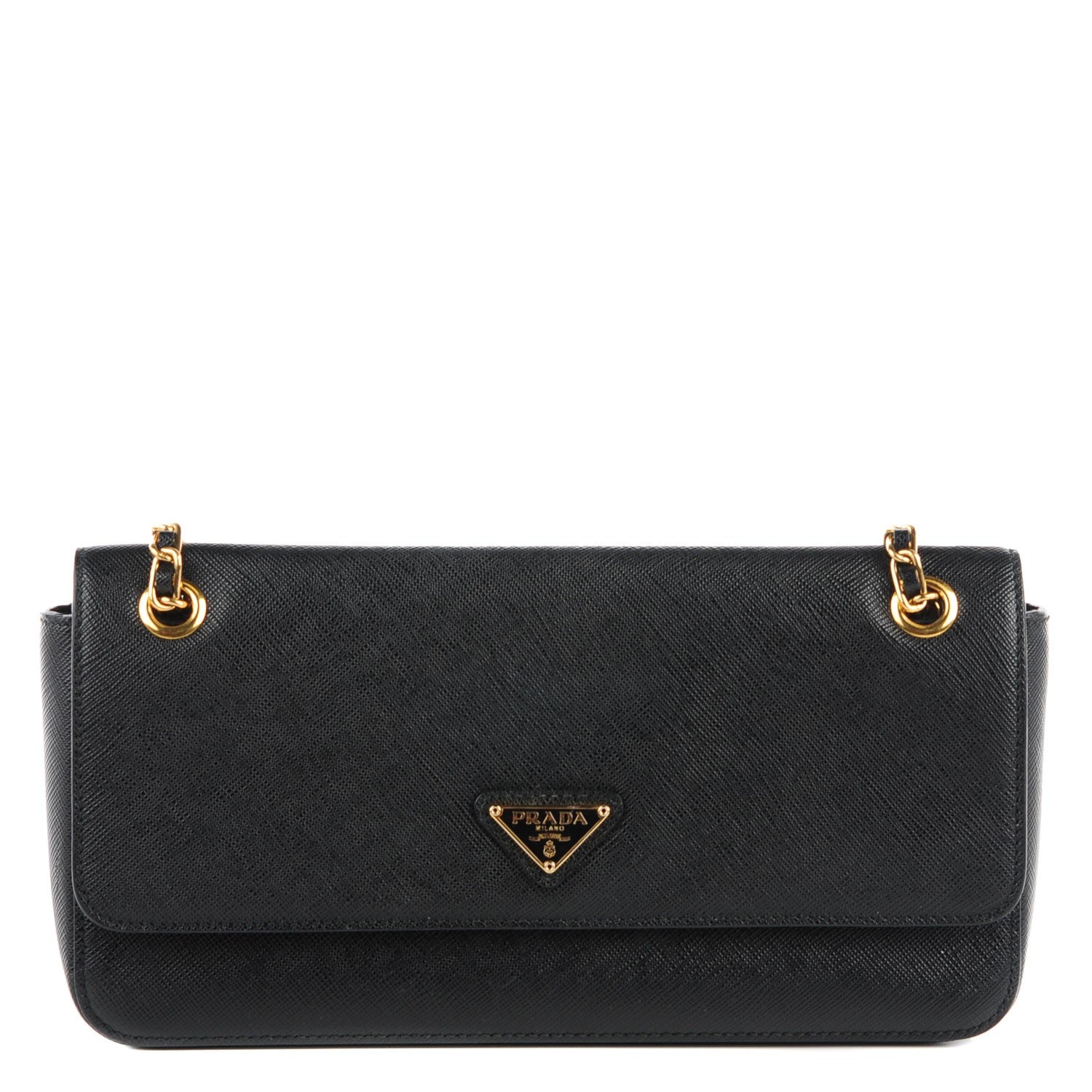 Prada Saffiano Lux Chain Shoulder Bag Black 1 of 10