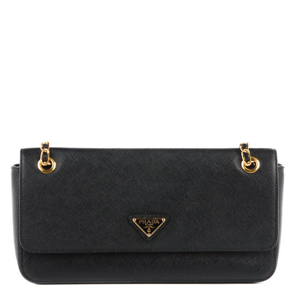 Prada Saffiano Lux Chain Shoulder Bag Black 1 of 10