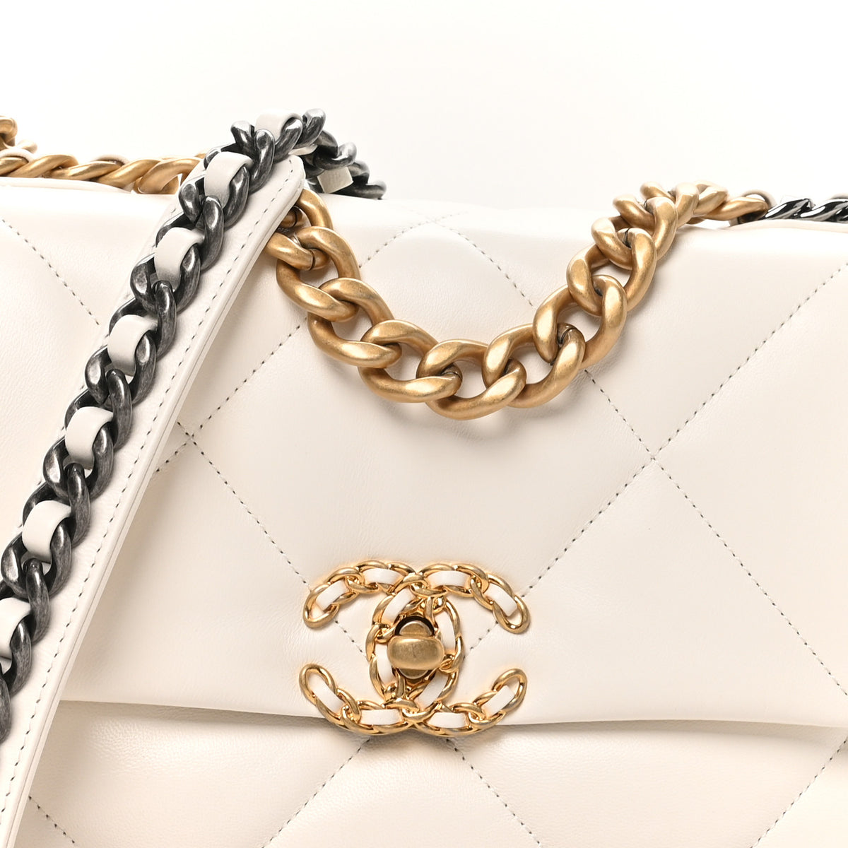 Chanel Lambskin Quilted Medium Chanel 19 Flap White 7 of 10