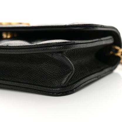 Chanel Caviar Quilted Glitter CC Roller Skate Wallet On Chain WOC Black 11 of 12