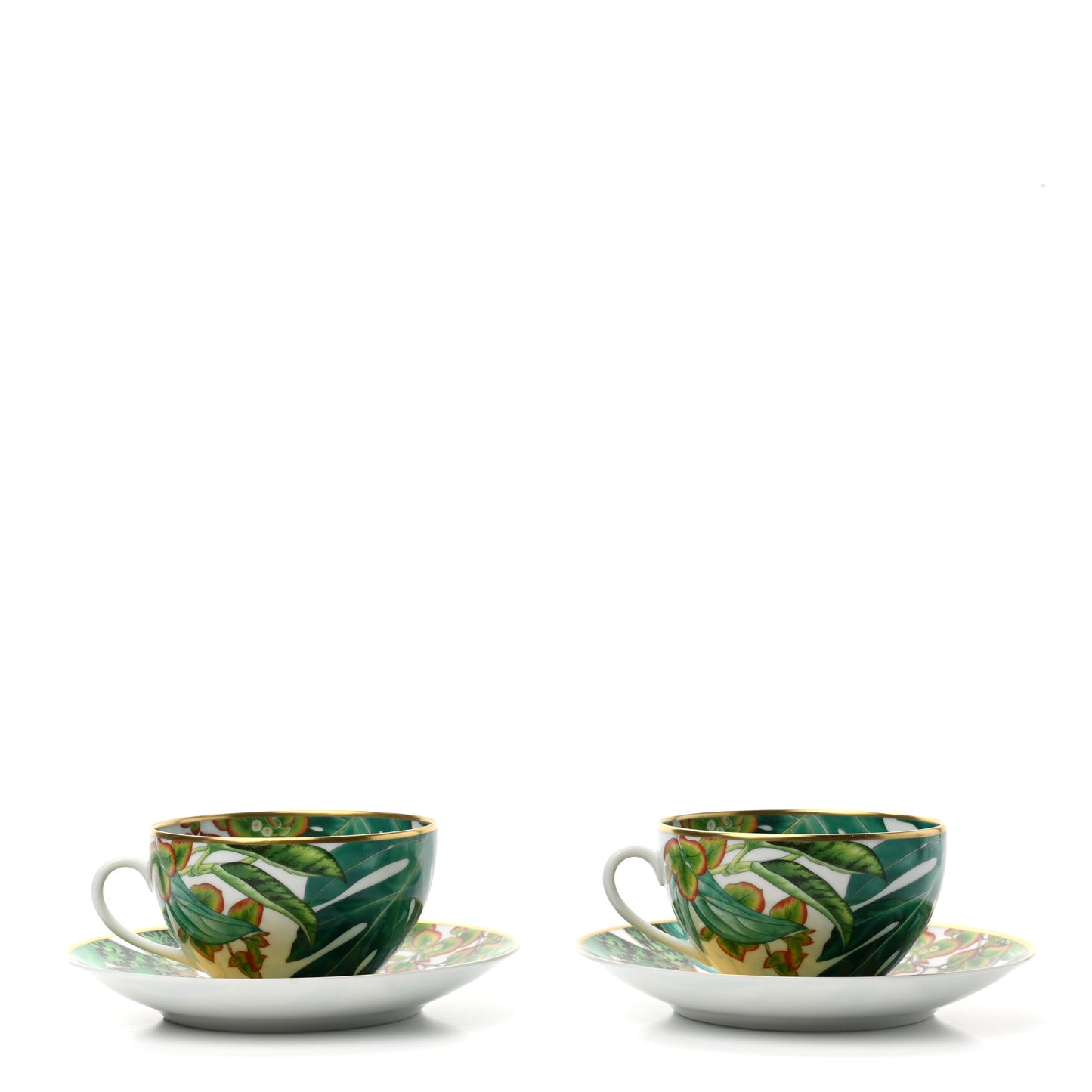 Porcelain Passifolia Tea Cup And Saucer Set Of 2