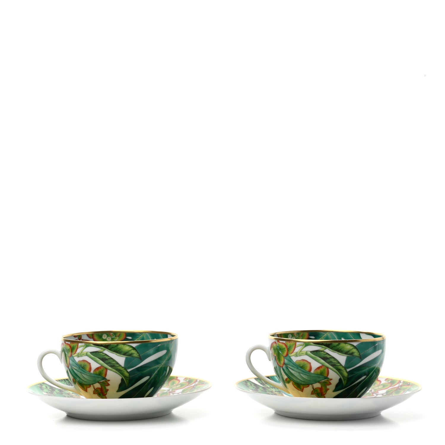 Hermes Porcelain Passifolia Tea Cup And Saucer Set Of 2 1 of 10