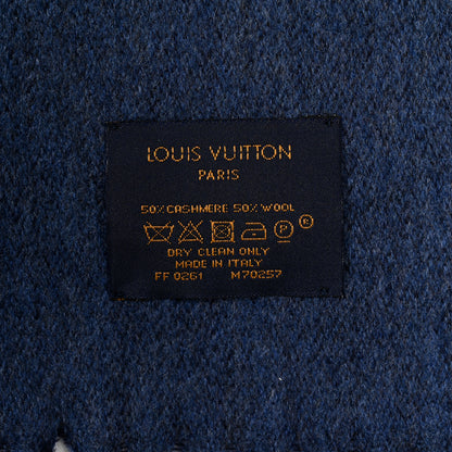 Louis Vuitton Cashmere Wool Monogram Gradient Scarf Navy 3 of 3
