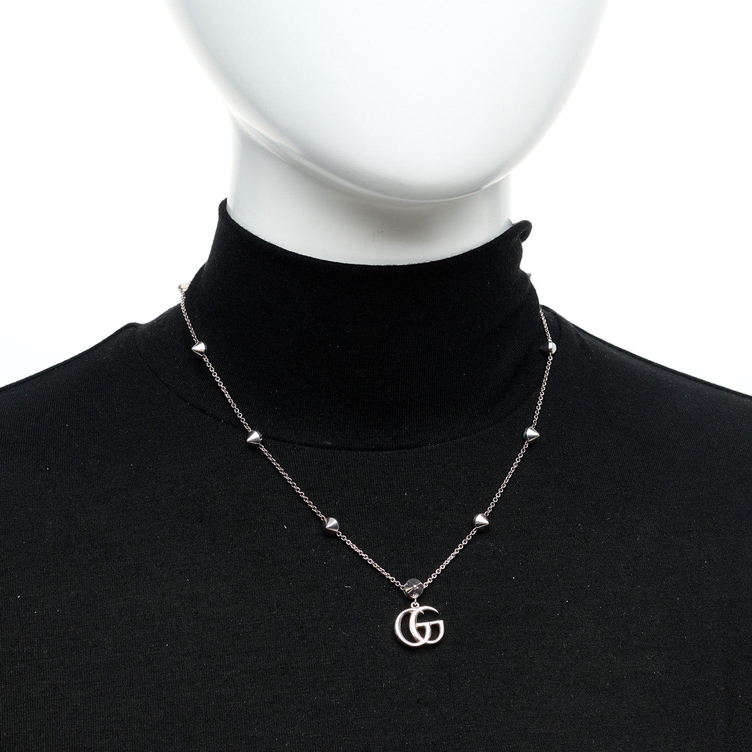 Gucci Sterling Silver Blue Topaz Mother of Pearl Turquoise Double GG Pendant Necklace 2 of 5