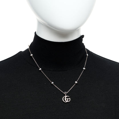 Gucci Sterling Silver Blue Topaz Mother of Pearl Turquoise Double GG Pendant Necklace 2 of 5