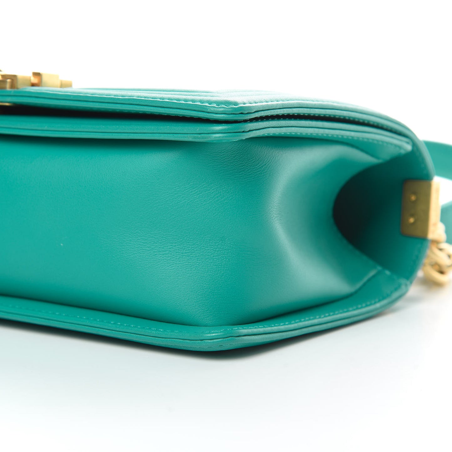 Calfskin Quilted Medium Boy Flap Turquoise