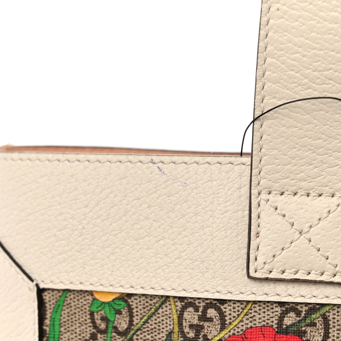GG Supreme Monogram Flora Web Ophidia Vertical Shopping Tote White