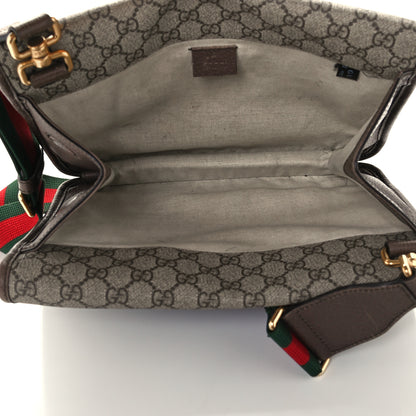 Gucci GG Supreme Monogram Web Neo Vintage Double Flap Messenger Bag Beige New Acero 4 of 11