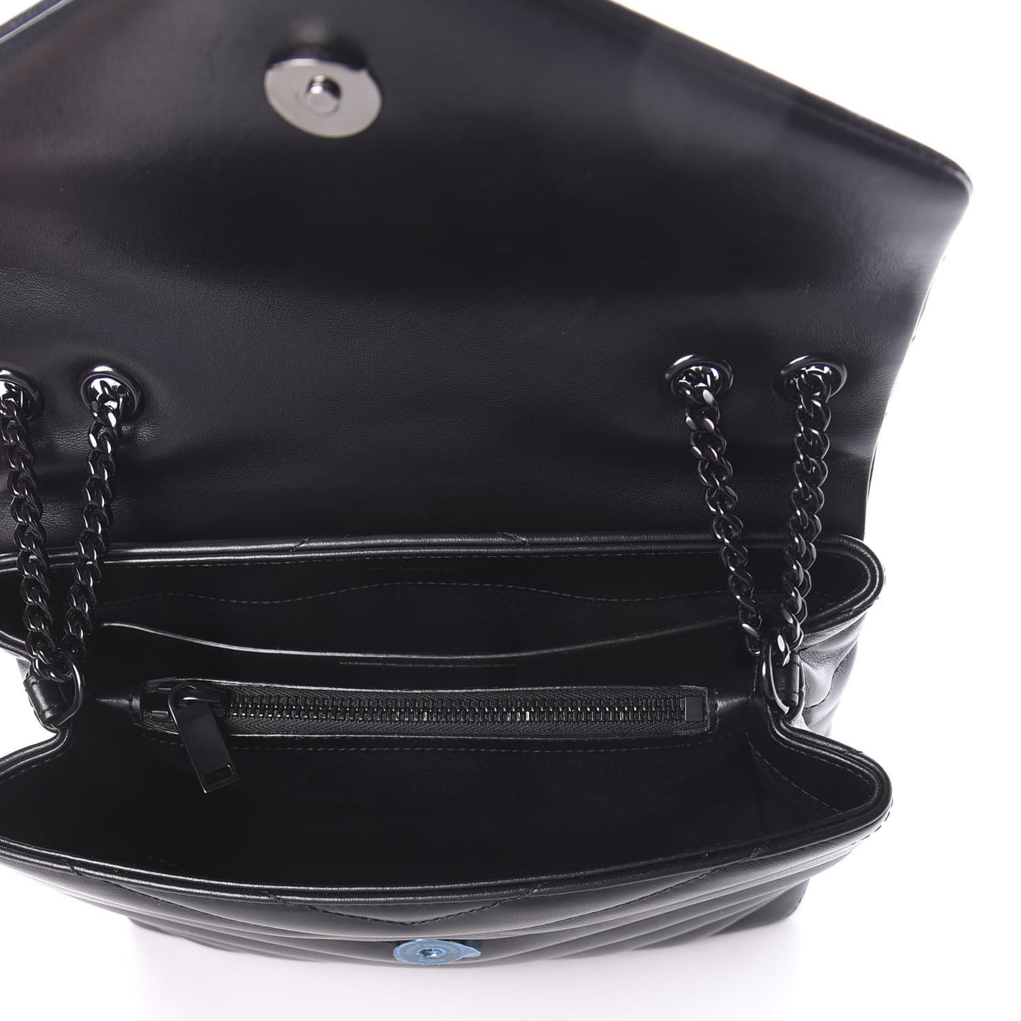 Calfskin Y Quilted Monogram Small Loulou Chain Satchel Black
