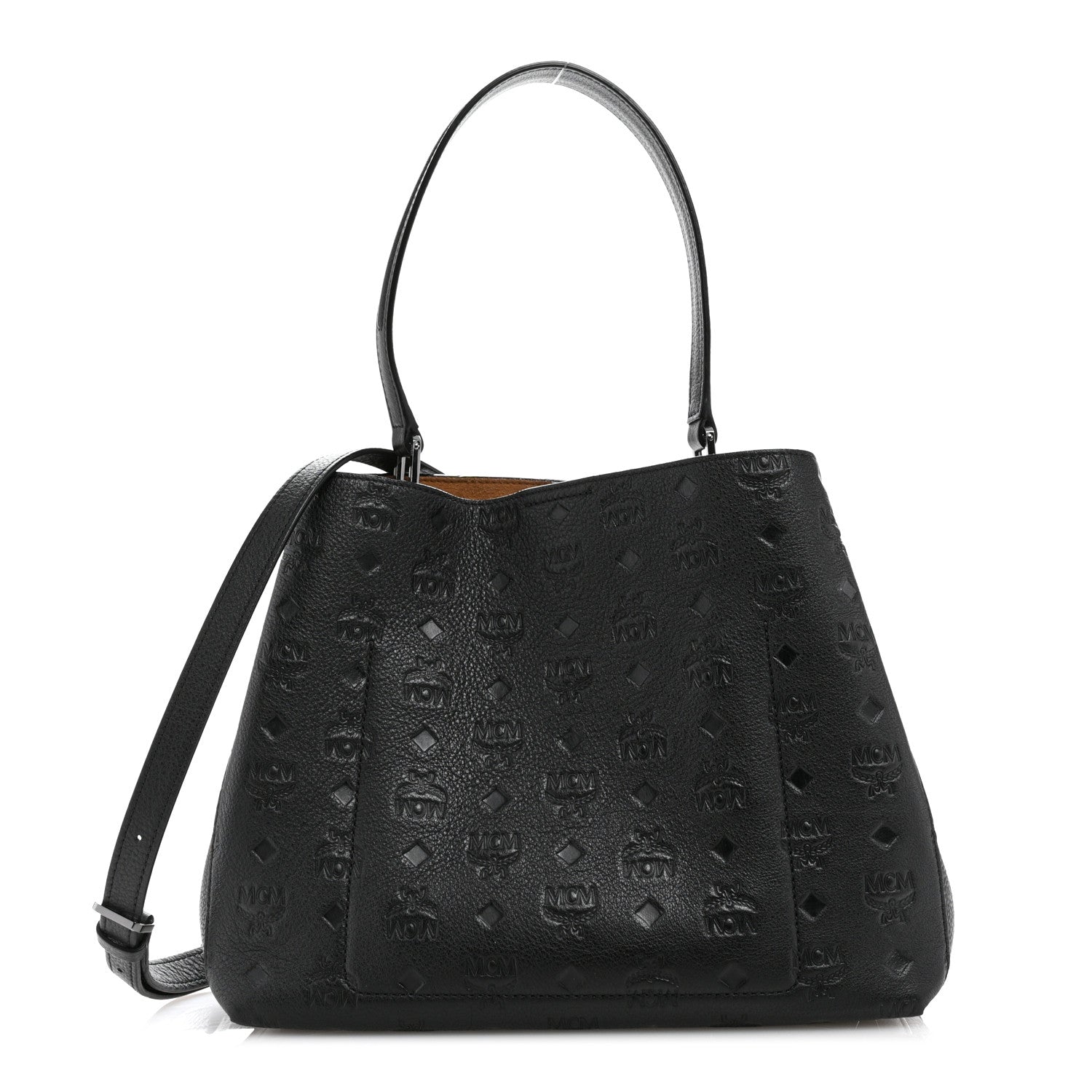 MCM Calfskin Ottomar Monogram Sarah Convertible Hobo Black 1 of 10