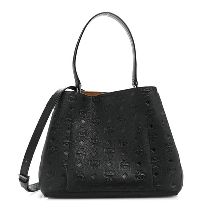 MCM Calfskin Ottomar Monogram Sarah Convertible Hobo Black 1 of 10