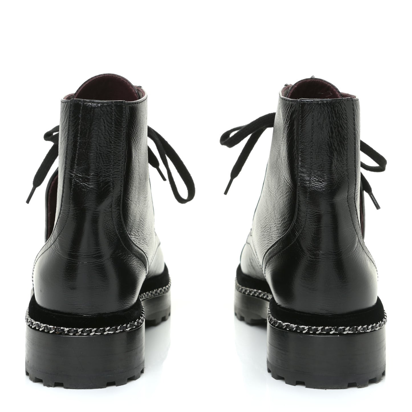 Crackled Calfskin Velvet Pearl Combat Short Boots 39 Black