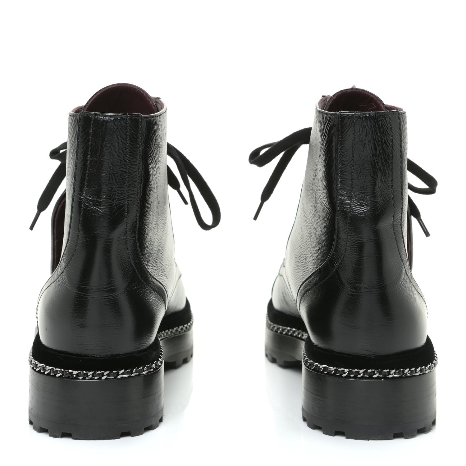 Chanel Crackled Calfskin Velvet Pearl Combat Short Boots 39 Black 5 of 19
