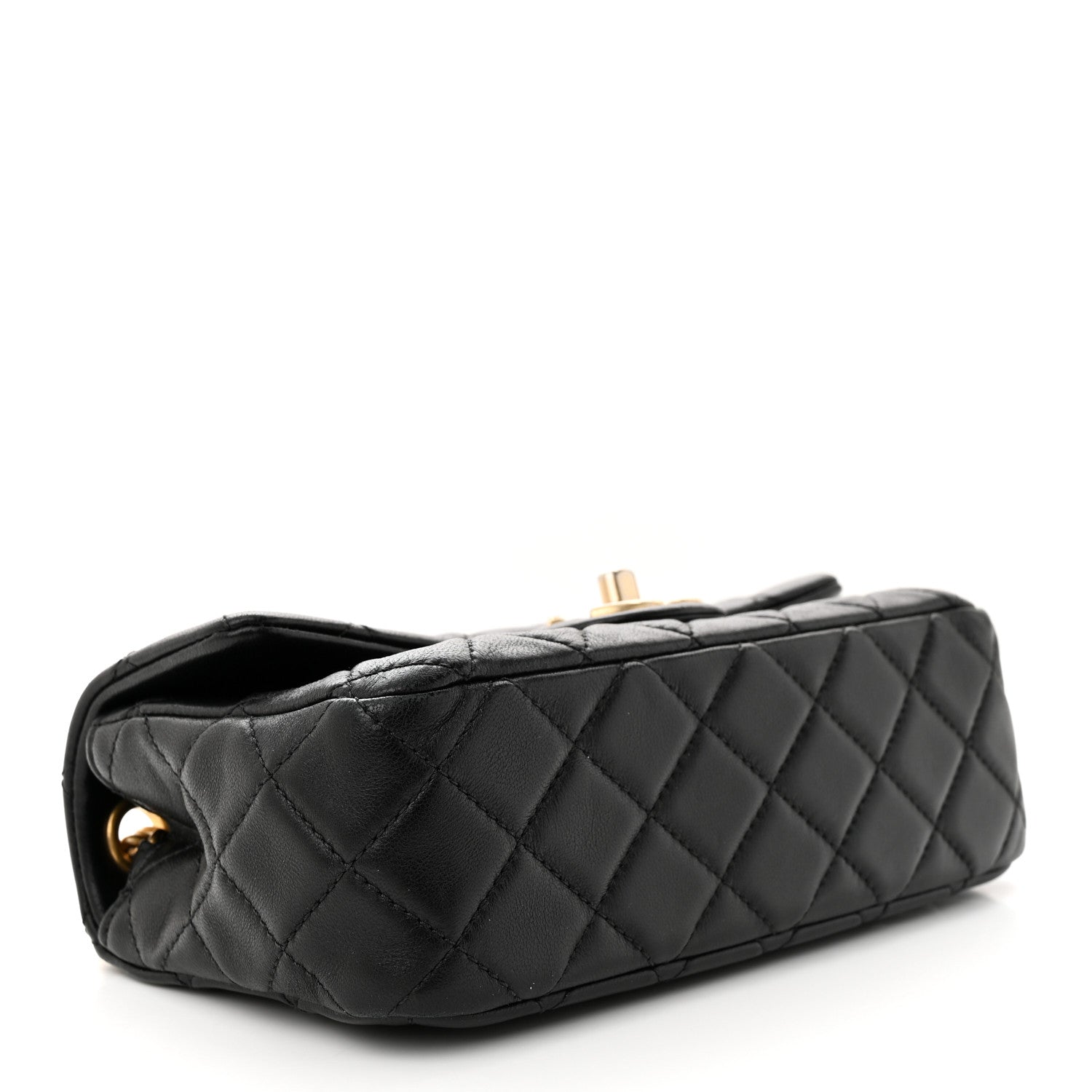Chanel Lambskin Resin Quilted Mini Rectangular Pearl Samba Flap Black 4 of 11