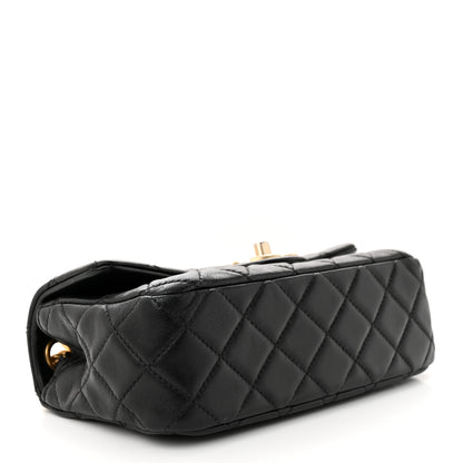 Chanel Lambskin Resin Quilted Mini Rectangular Pearl Samba Flap Black 4 of 11