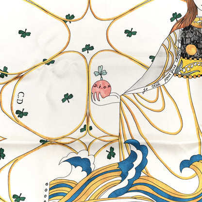 Christian Dior Silk L'imperatrice Square Scarf White 3 of 6