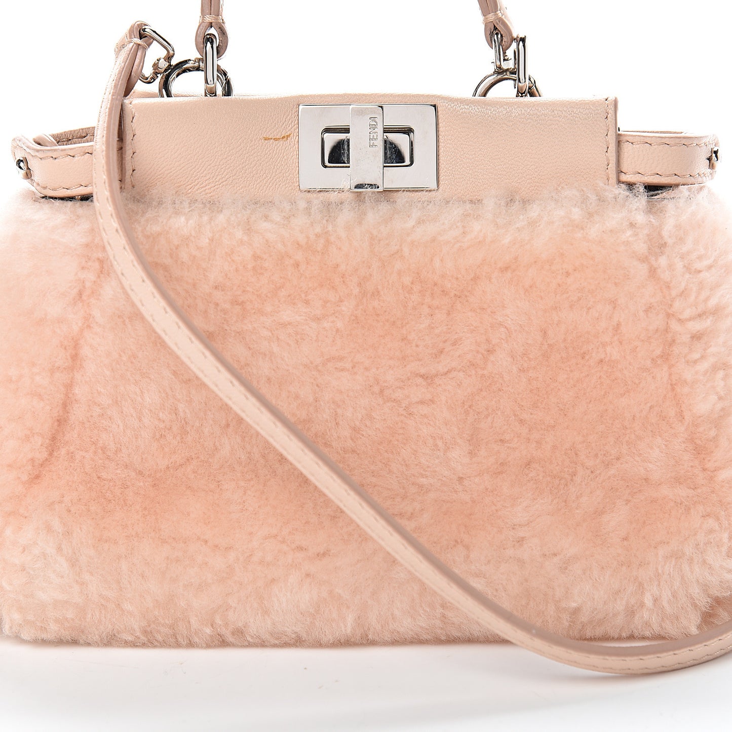 Shearling Shiny Nappa Micro Peekaboo Iconic Satchel Light Rose