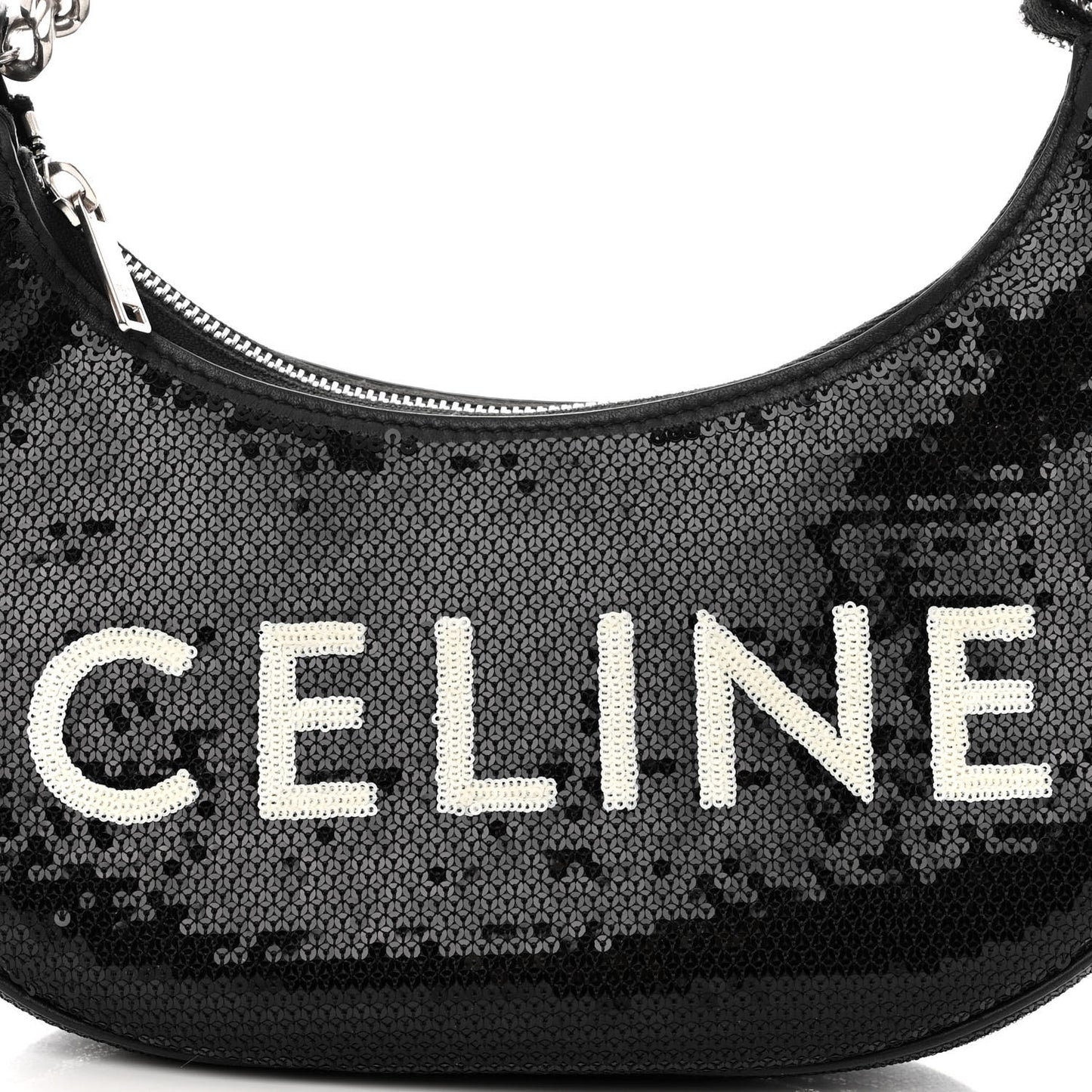 Sequin Medium Chain Ava Shoulder Bag Black