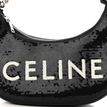 Celine Sequin Medium Chain Ava Shoulder Bag Black 7 of 9