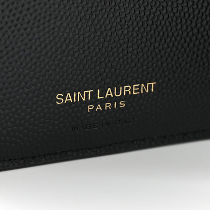 Saint Laurent Grain De Poudre Matelasse Chevron Monogram Zipped Two-Part Wallet Black 6 of 6